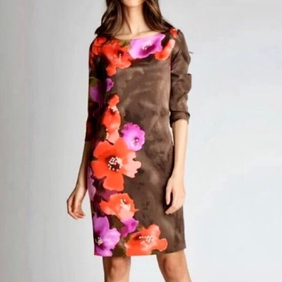 St. John Silk Blend Floral Shift Dress